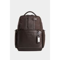 Vélez Mochila Security De Lona Hombre Detalles En Cuero Cafe