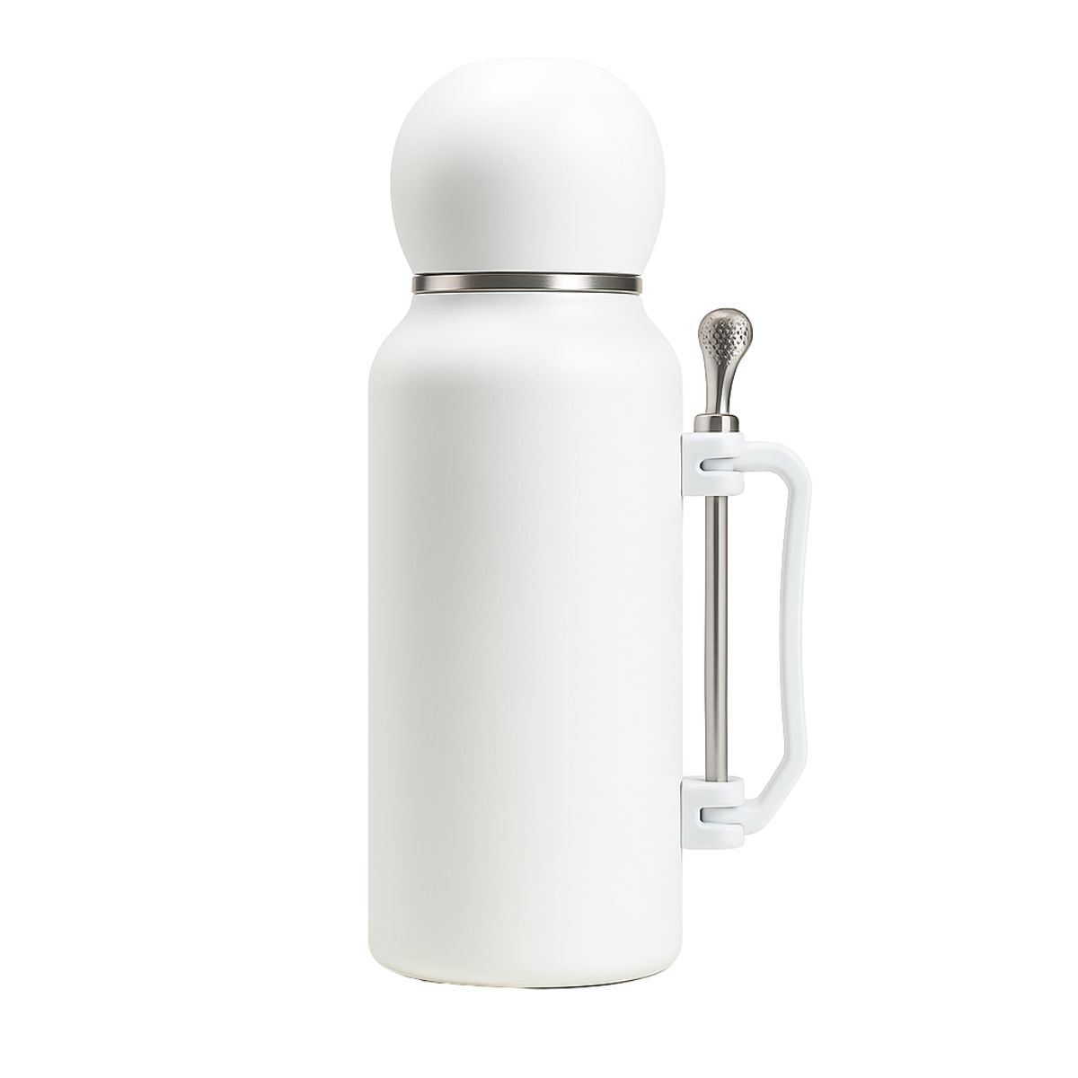 BAZUCA - Termo Mate 1.3 Litros Acero Inoxidable + Mate Y Bombilla Blanco