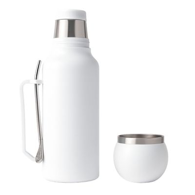 Imagen 2 del producto Termo Mate 1.3 Litros Acero Inoxidable + Mate Y Bombilla Blanco