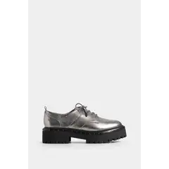 VELEZ - Vélez Zapatos De Cordón Thalia Cuero Mujer Mini Taches Plata