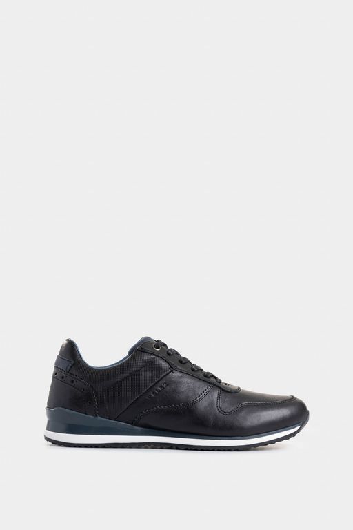 Vélez Zapatilla Tenis Casual Cooper De Cuero Vintage Negro