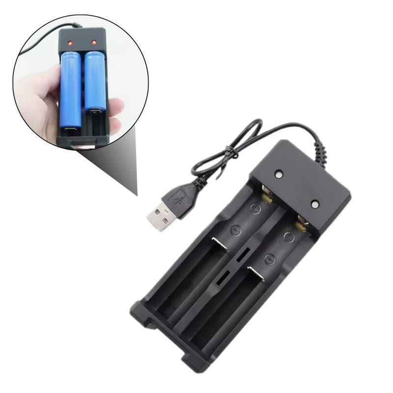 GENERICO - Cargador Pila Batería Doble18650 26650 14500 16340 18500 usb