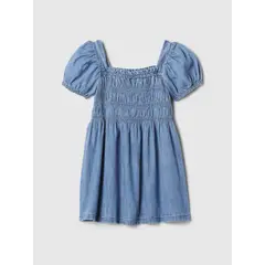 GAP - Vestido Toddler Niña Denim Smocked Azul