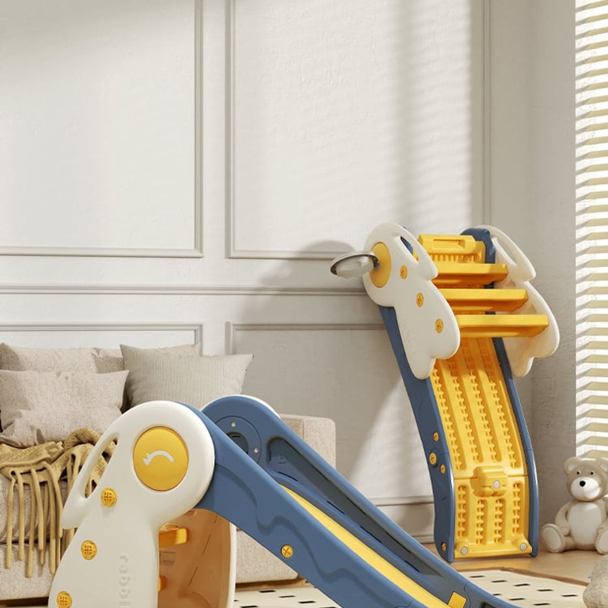 GENERICO - Resbalín Conejo 2 en 1 y Aro de Básquetbol