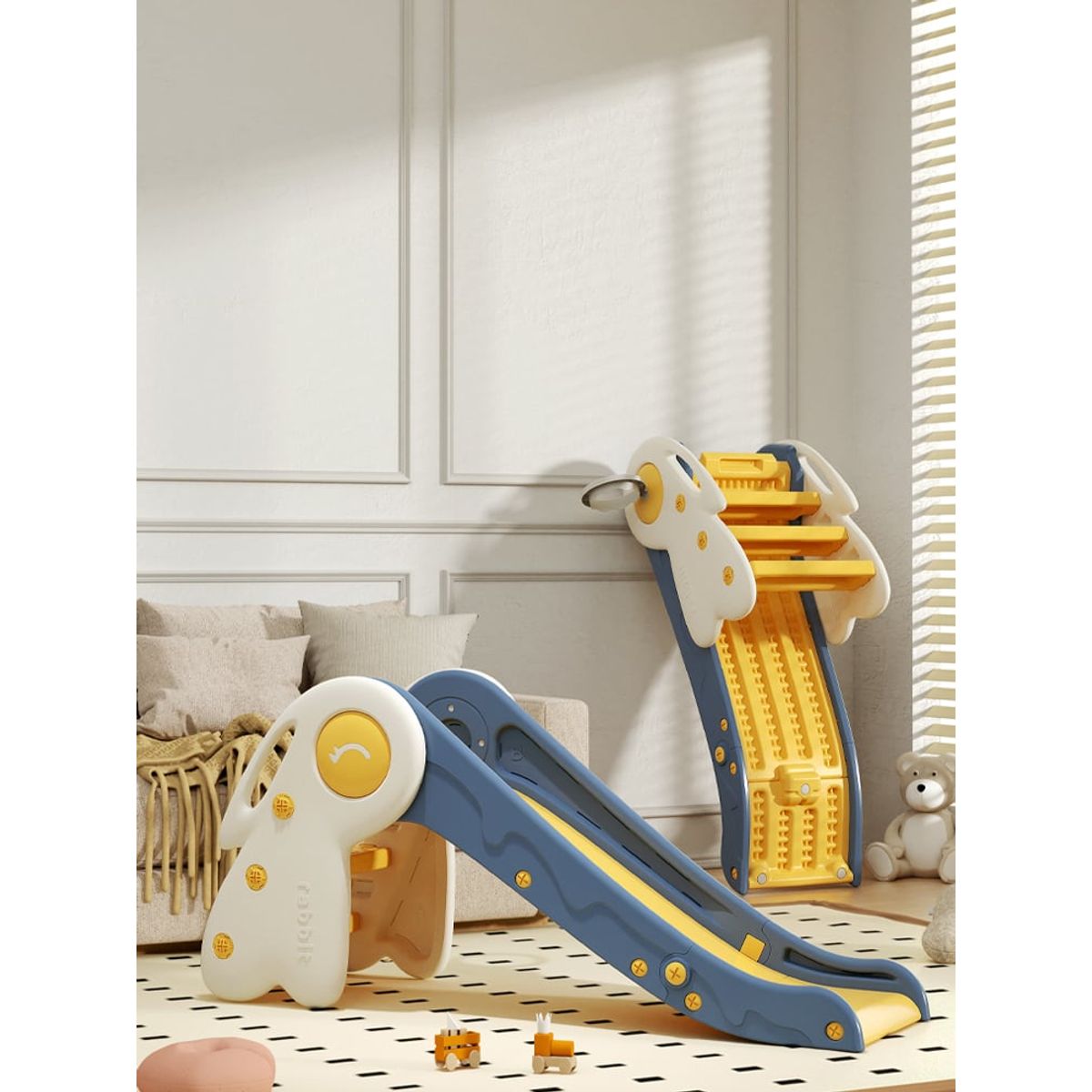 GENERICO - Resbalín Conejo 2 en 1 y Aro de Básquetbol