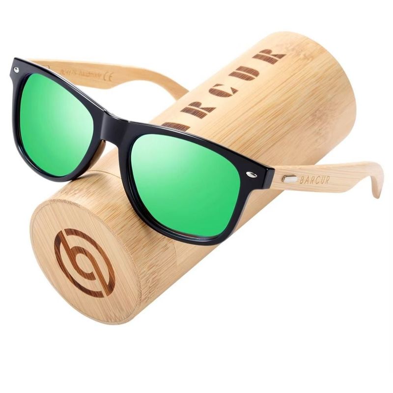 GENERICO - Anteojos de Sol Hombre Mujer Madera UV400 Barcur B4175 Green