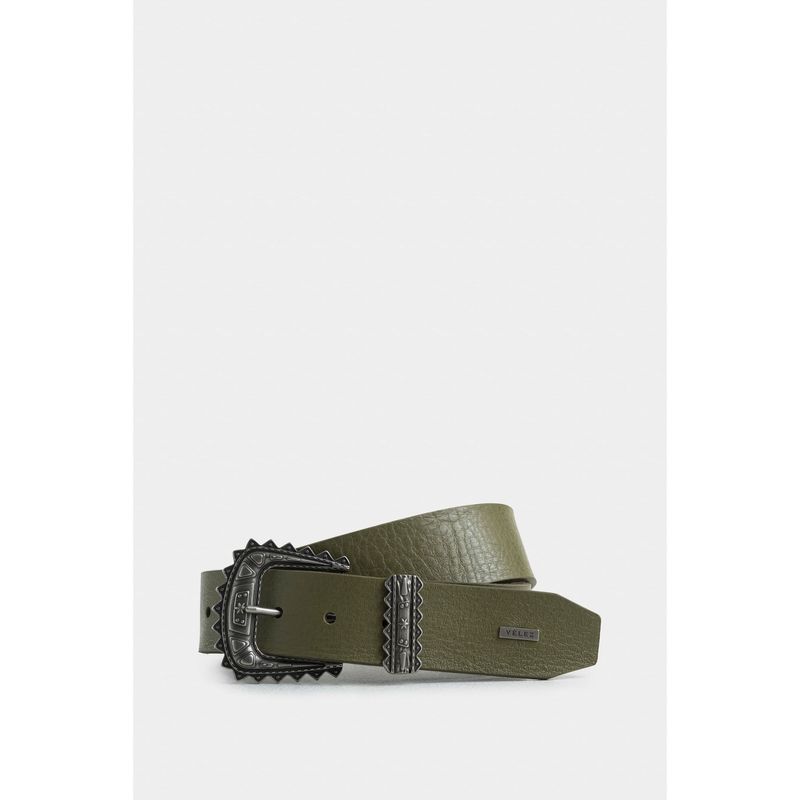 VELEZ - Vélez Cinturón Unifaz Bianca De Cuero Folia Mujer Boho Verde