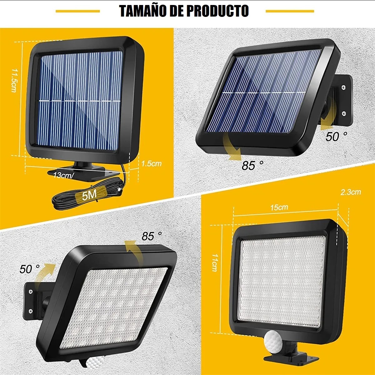 GENERICO - Pack X4 Foco Led Exteriores 120COB Carcasa Negro Luz Blanco Frío