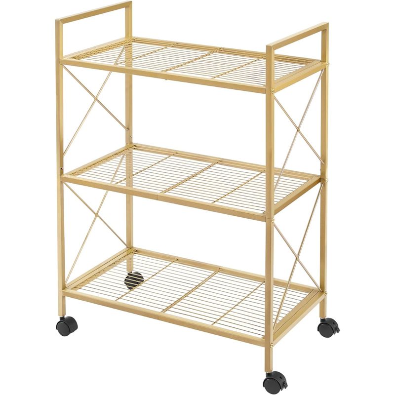 SPACEZAT - Carro Auxiliar Organizador Bar Metálico Dorado Vika