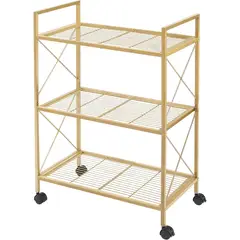 SPACEZAT - Carro Auxiliar Organizador Bar Metálico Dorado Vika