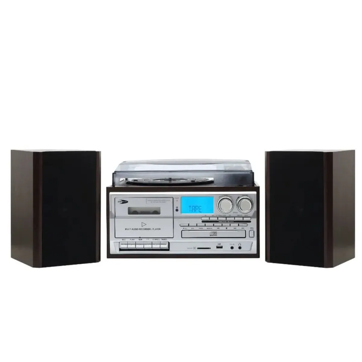 INTROTECH - Tornamesa Bluetooth Con CD y Cassette mas Parlante Externo Introtech