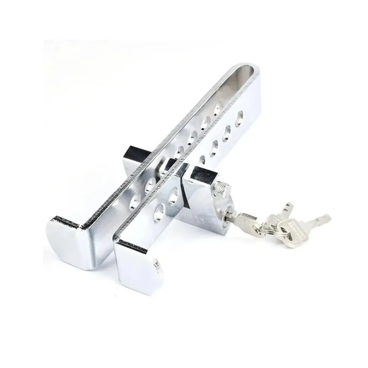 GENERICO - Traba Pedal + Candado + Llaves Seguridad Auto Robo Gris