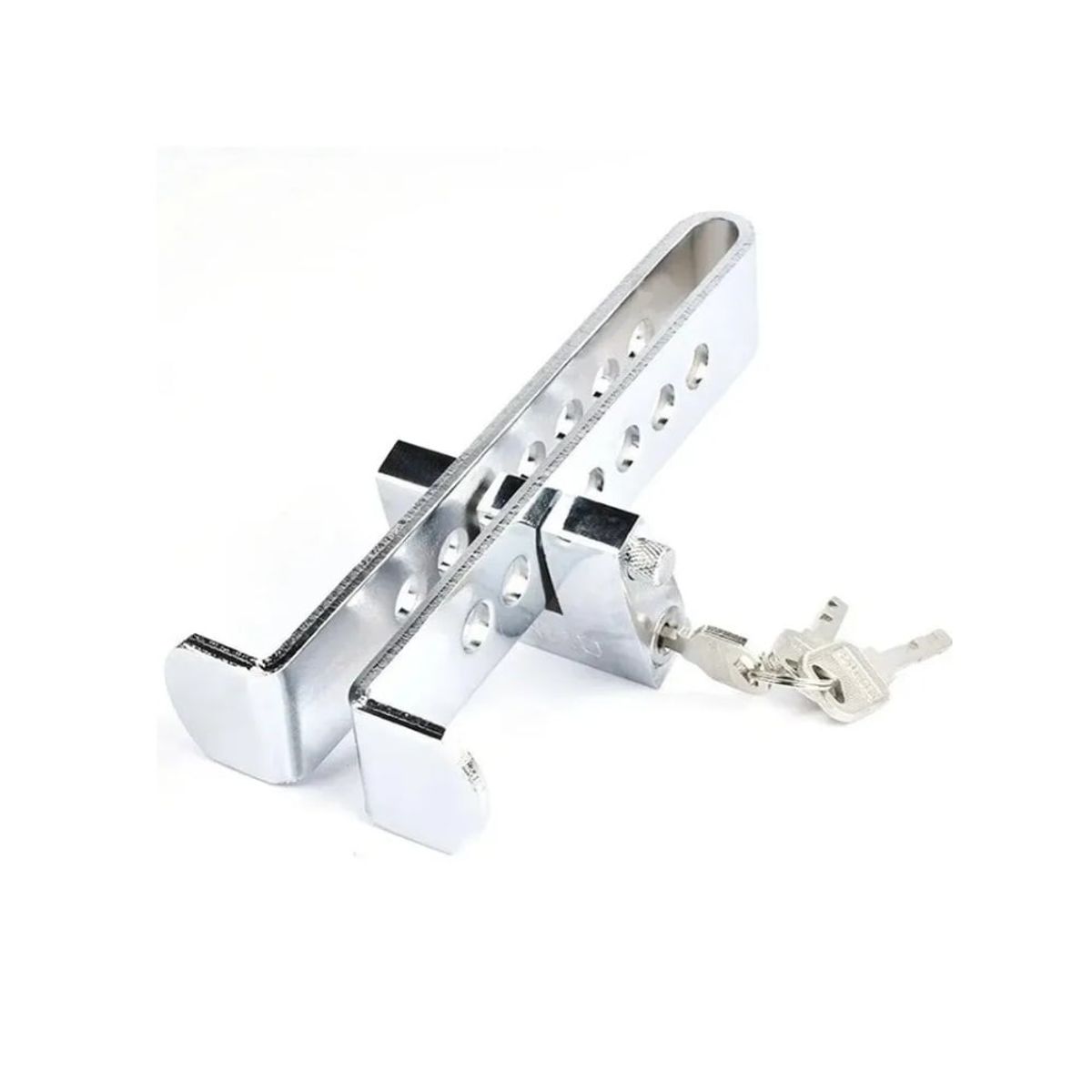 GENERICO - Traba Pedal + Candado + Llaves Seguridad Auto Robo Grey
