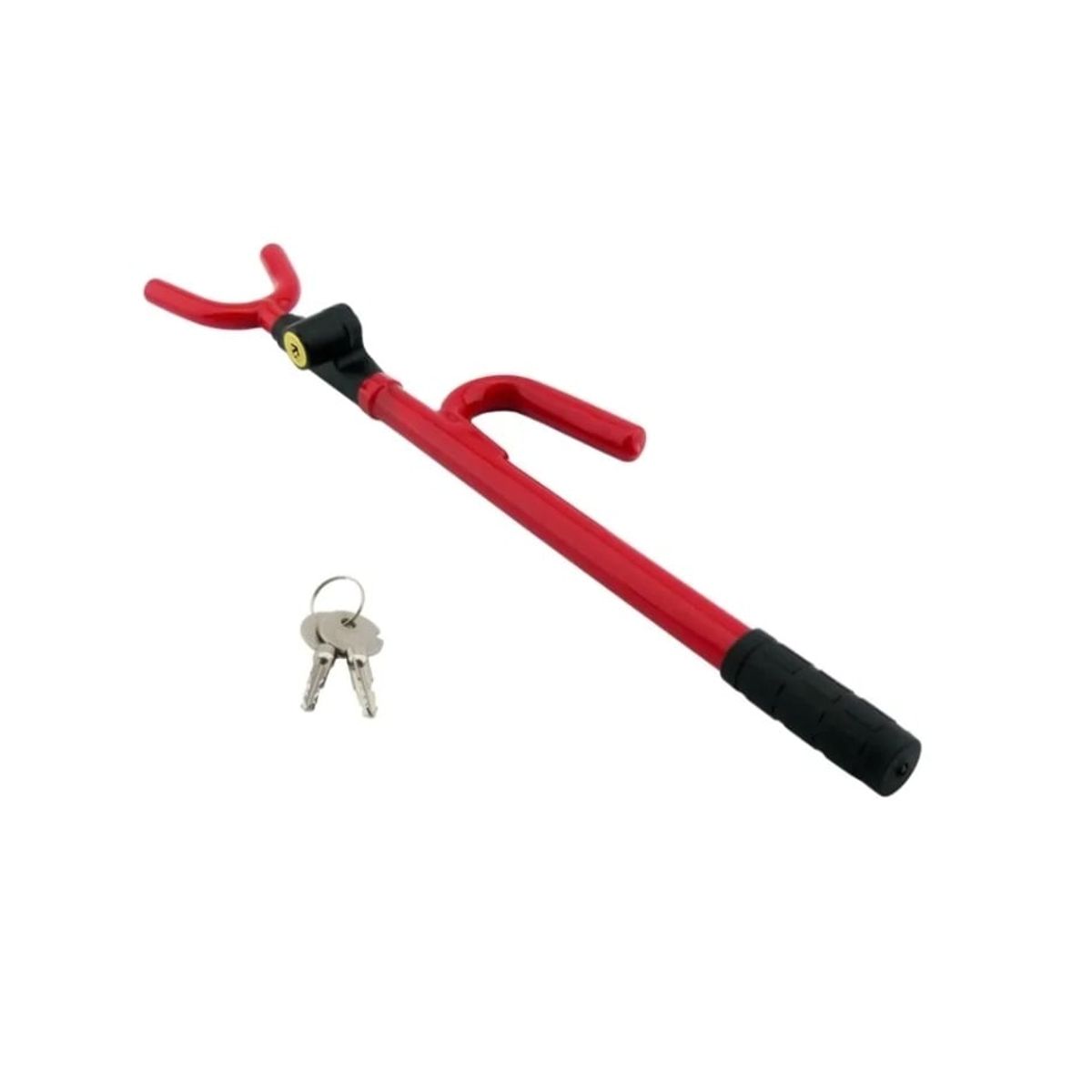 GENERICO - Traba Volante Reforzado Para Auto + 2 Llaves Rojo