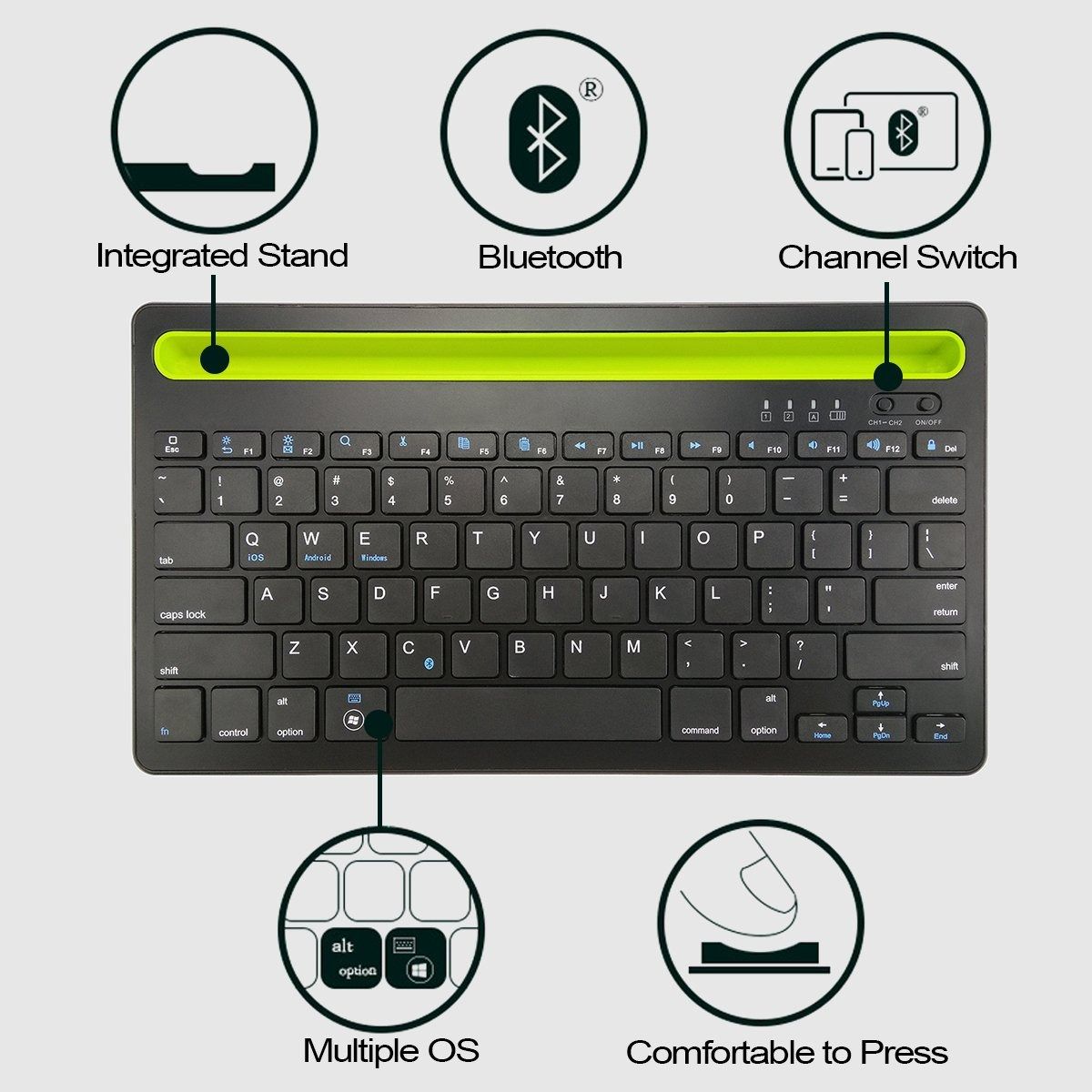 GENERICO - Teclado Inalámbrico Multidispositivo Bluetooth Recargable