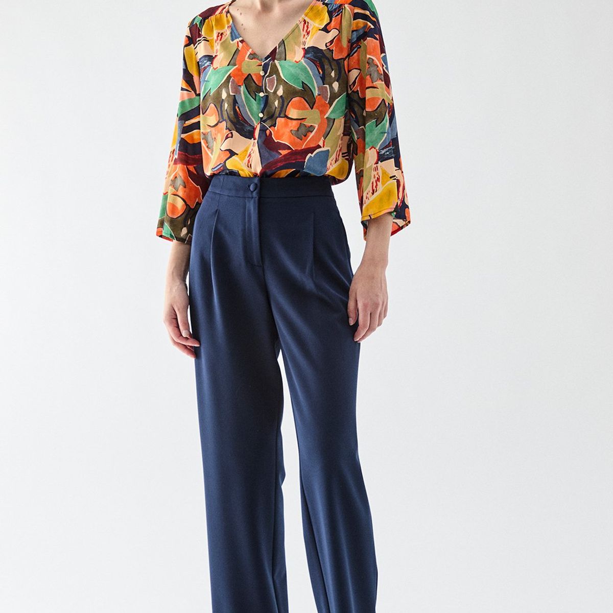 MA GRIFFE - Pantalon Azul Marino Mujer Magriffe