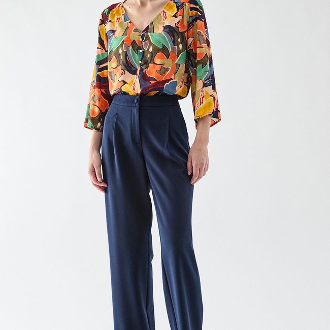 MA GRIFFE - Pantalon Azul Marino Mujer Magriffe