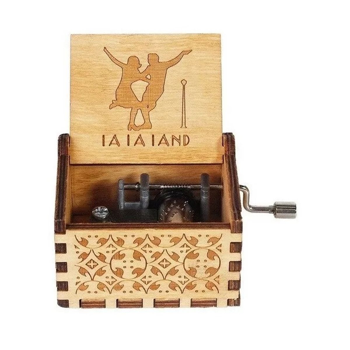 GENERICO - CAJA MUSICAL DE MADERA CON MANIVELA LA LA LAND