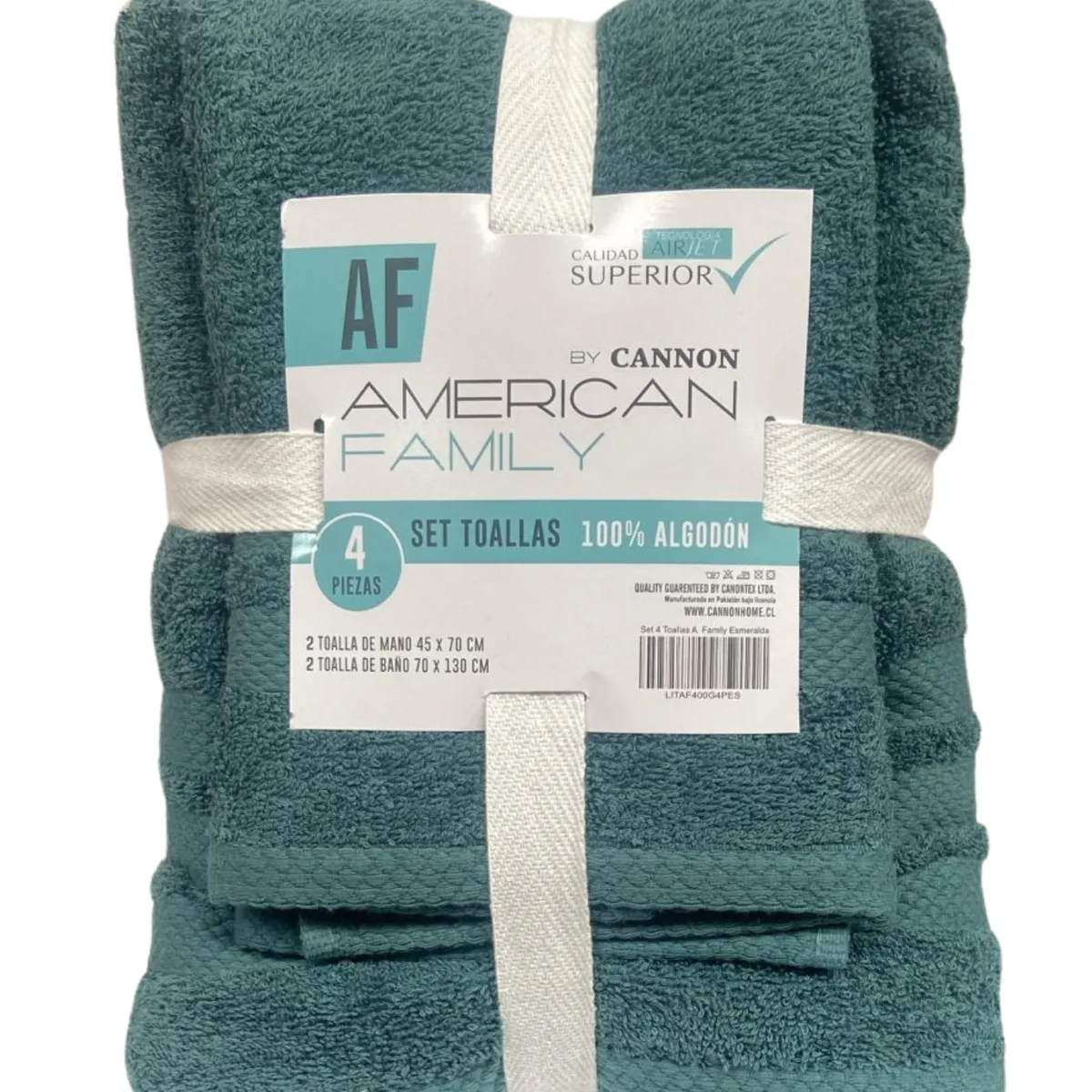 CANNON - Set De Toalla Baño + Mano 4 Piezas De 400g Af By Cannon ESMERALDA
