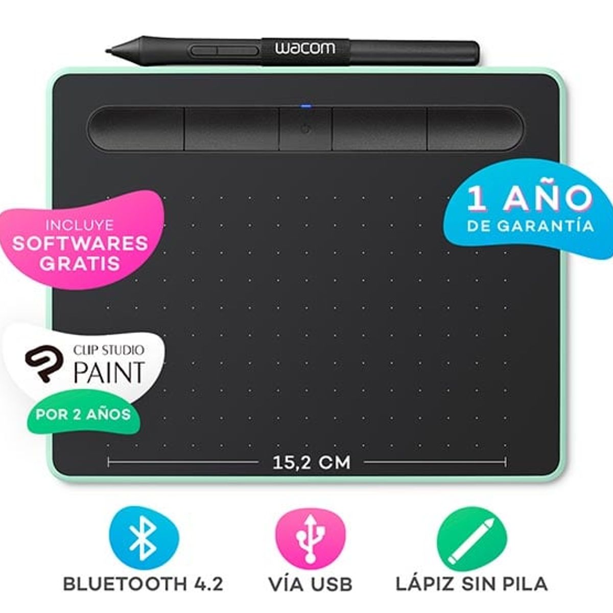 WACOM - Tableta Digitalizadora Wacom Intuos Creative Pen COLOR Verde Pistacho
