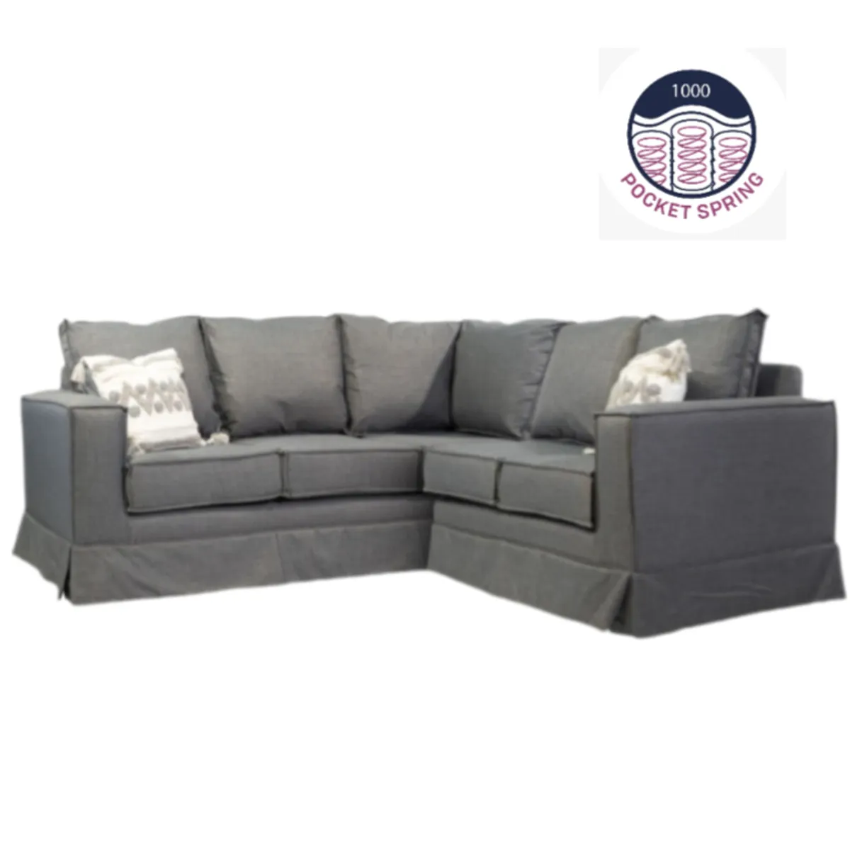 MUNDO LIVING - SOFA SECCIONAL POMPEYA GRIS RESORTES POCKET USA
