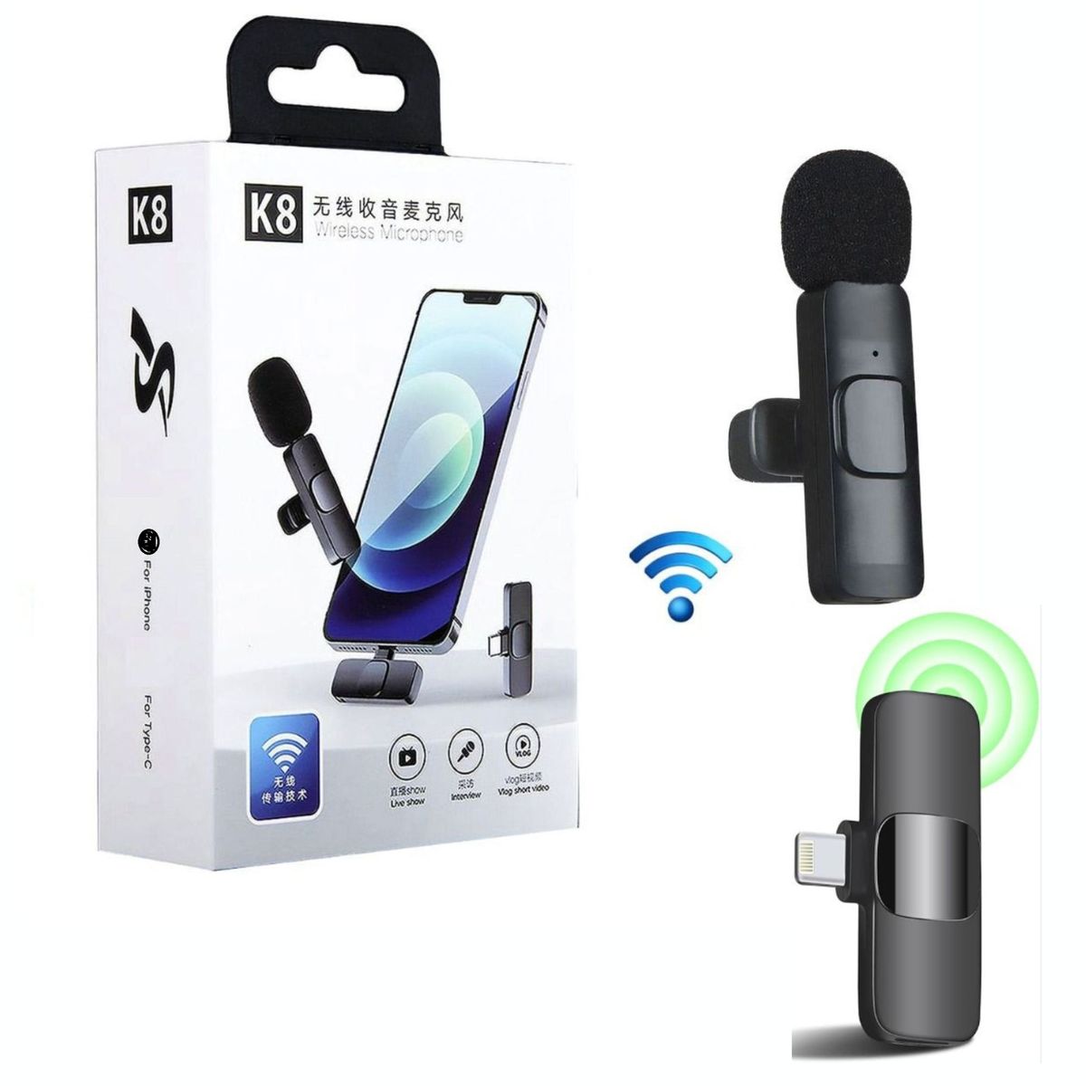 GENERICO - Micrófono Inalámbrico K8 para iPhone