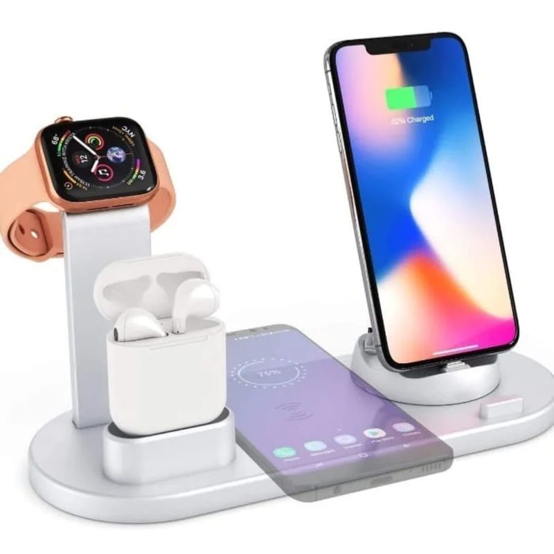 GENERICO - Estación De Carga 3 En 1 Para Android iPhone Airpod Iwatch Blanco