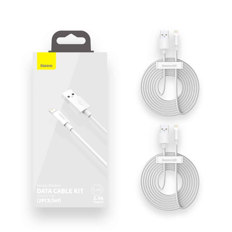 BASEUS - Pack 2 Cable de Datos 1.5m USB Lightning Baseus - Carga Rapida