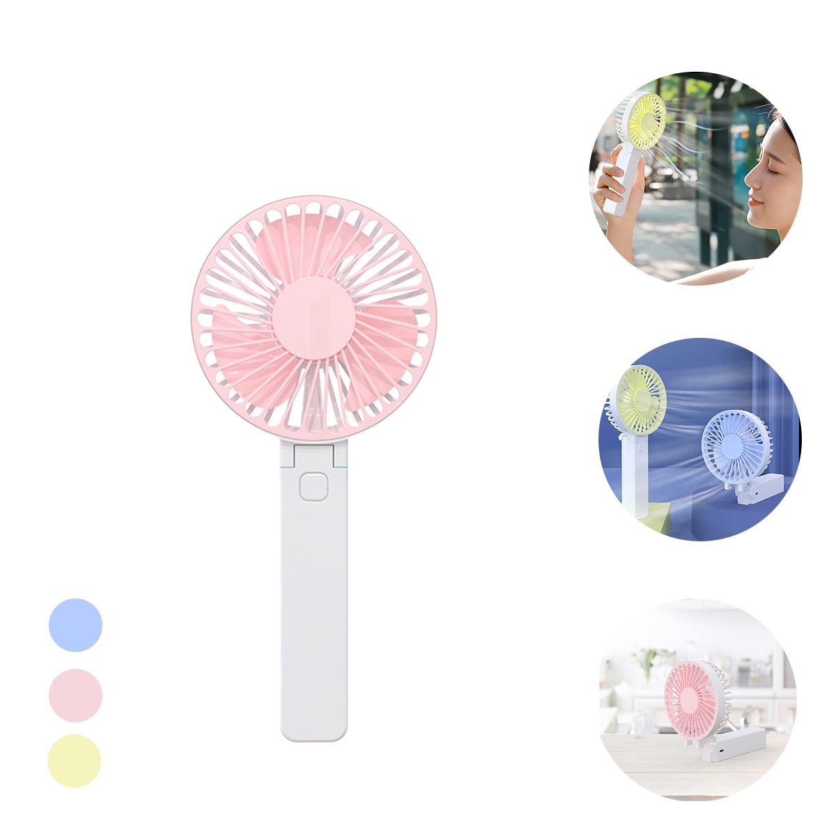 ATURE - Ventilador De Mano Escritorio Recargable Plegable Portátil Rosa