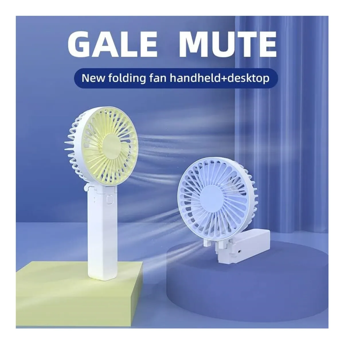 ATURE - Ventilador De Mano Escritorio Recargable Plegable Portátil Amarillo