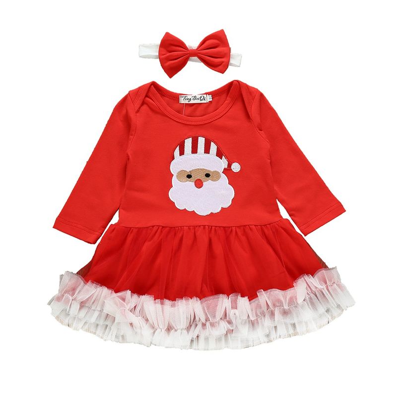 ANGO - Vestido bebé NAVIDAD Rojo Viejito Pascuero y Cintillo  NIÑA