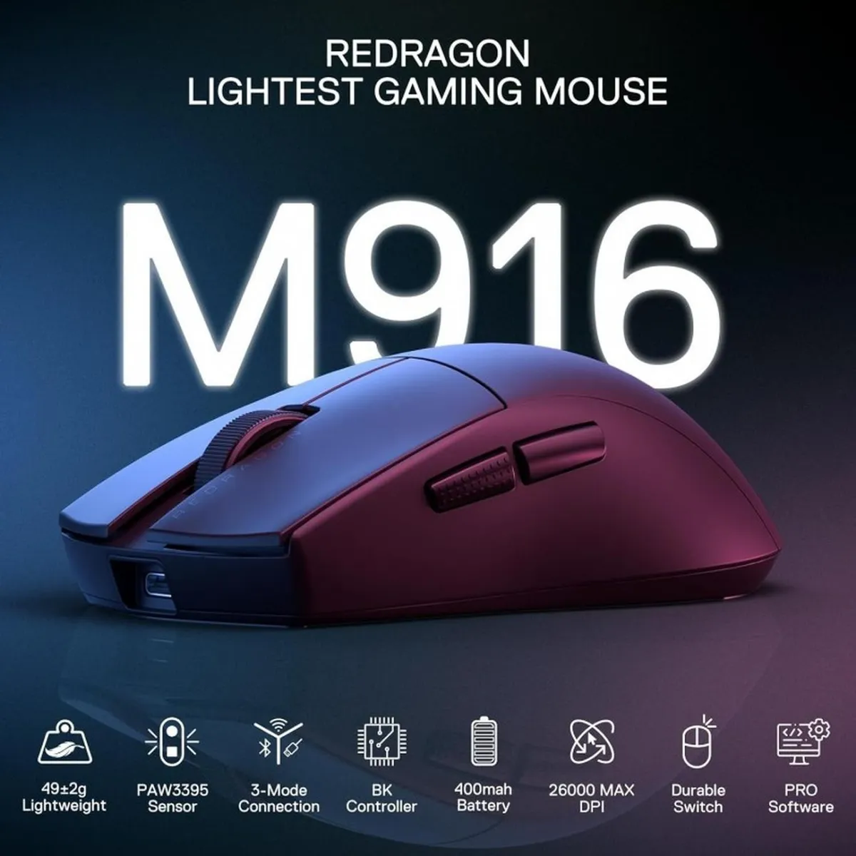 REDRAGON - Redragon M916 PRO 1K Ratón inalámbrico