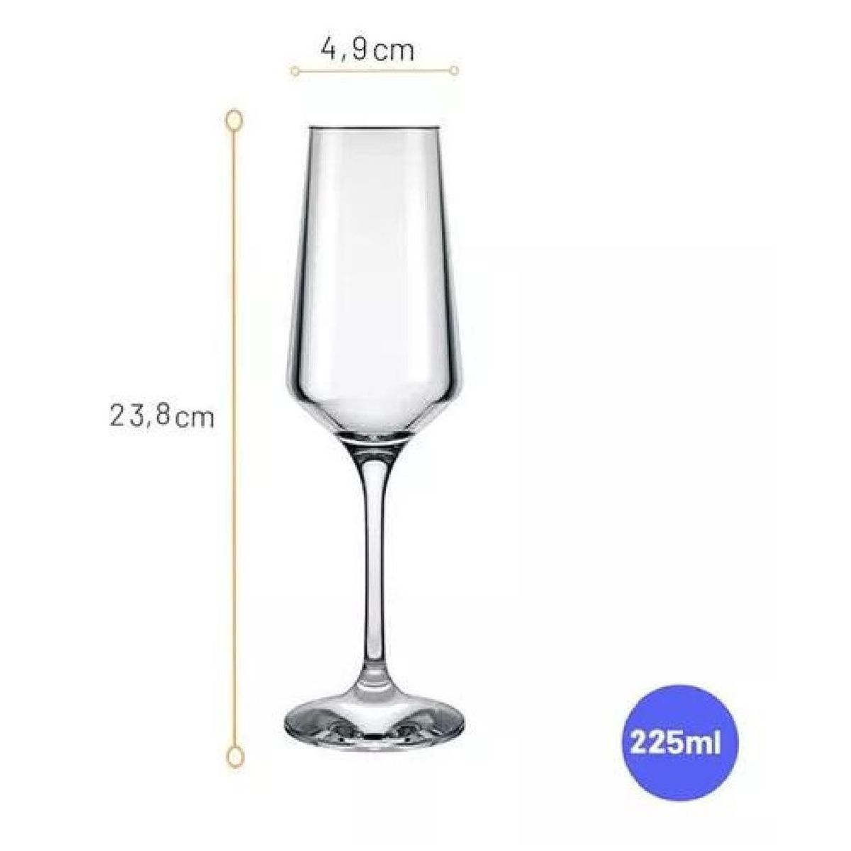 GENERICO - Juego de 6 Copas Champagne 225ml Brunello Nadir