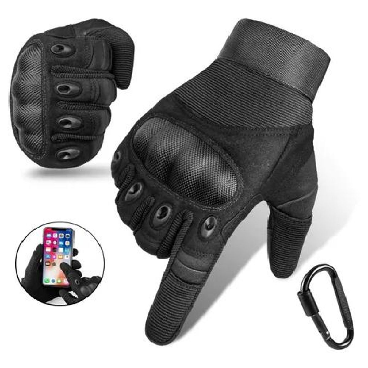 GENERICO - Guantes De Moto Con Pantalla Táctil Y Mosquetón Talla M