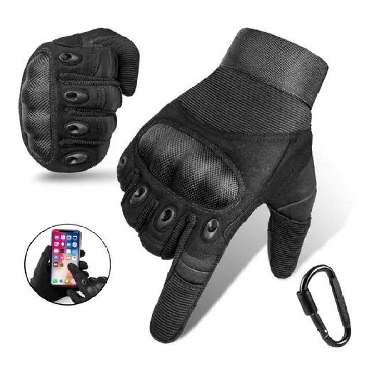 GENERICO - Guantes De Moto Con Pantalla Táctil Y Mosquetón Talla M