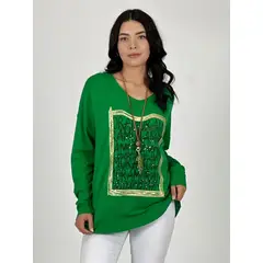 ENIGMATICA BOUTIQUE - Sweater Spandex Cuadro AMOR - Beige - Tamaño Único