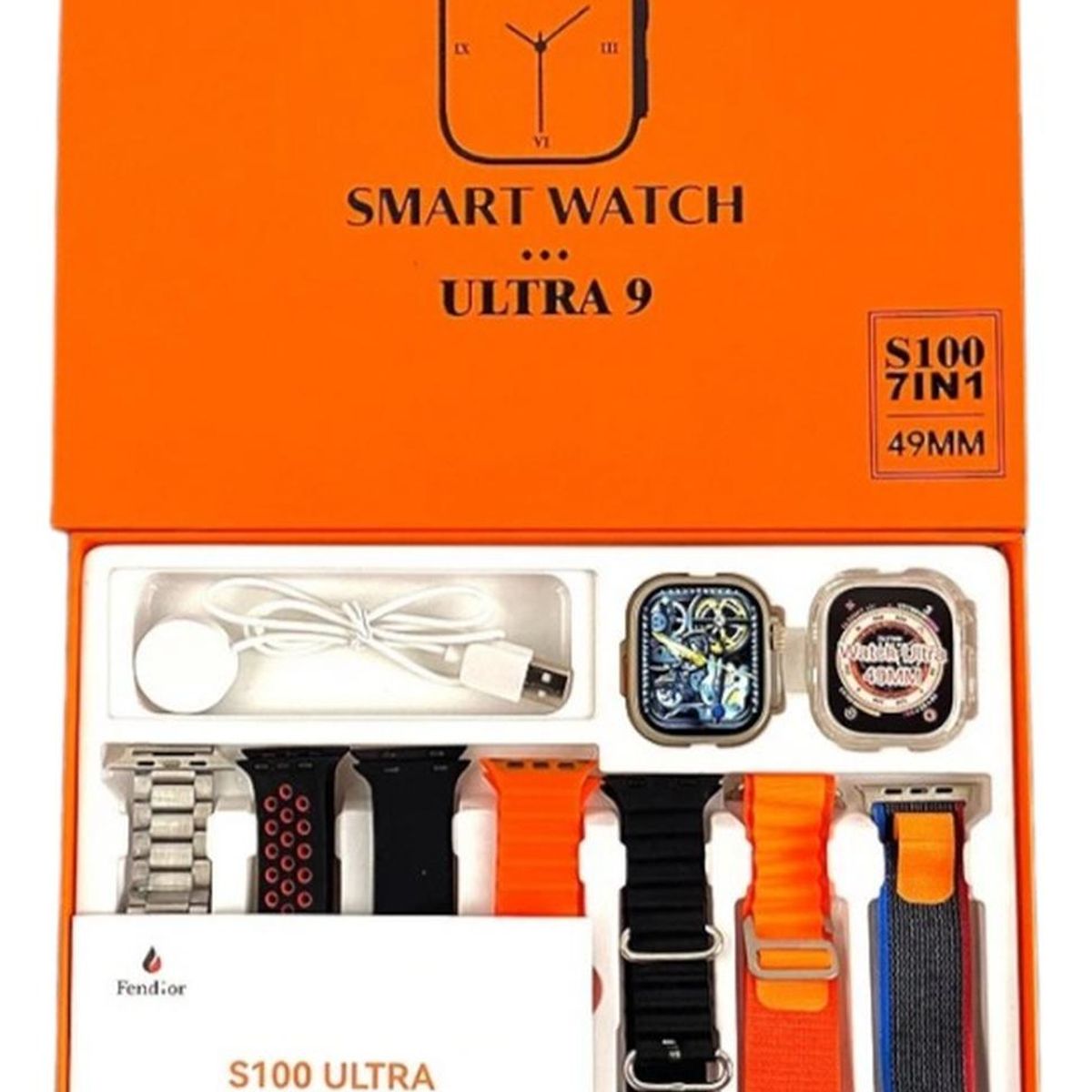 UNIVERSAL - Reloj Inteligente S100 Ultra Negro 2 - 7 Correas