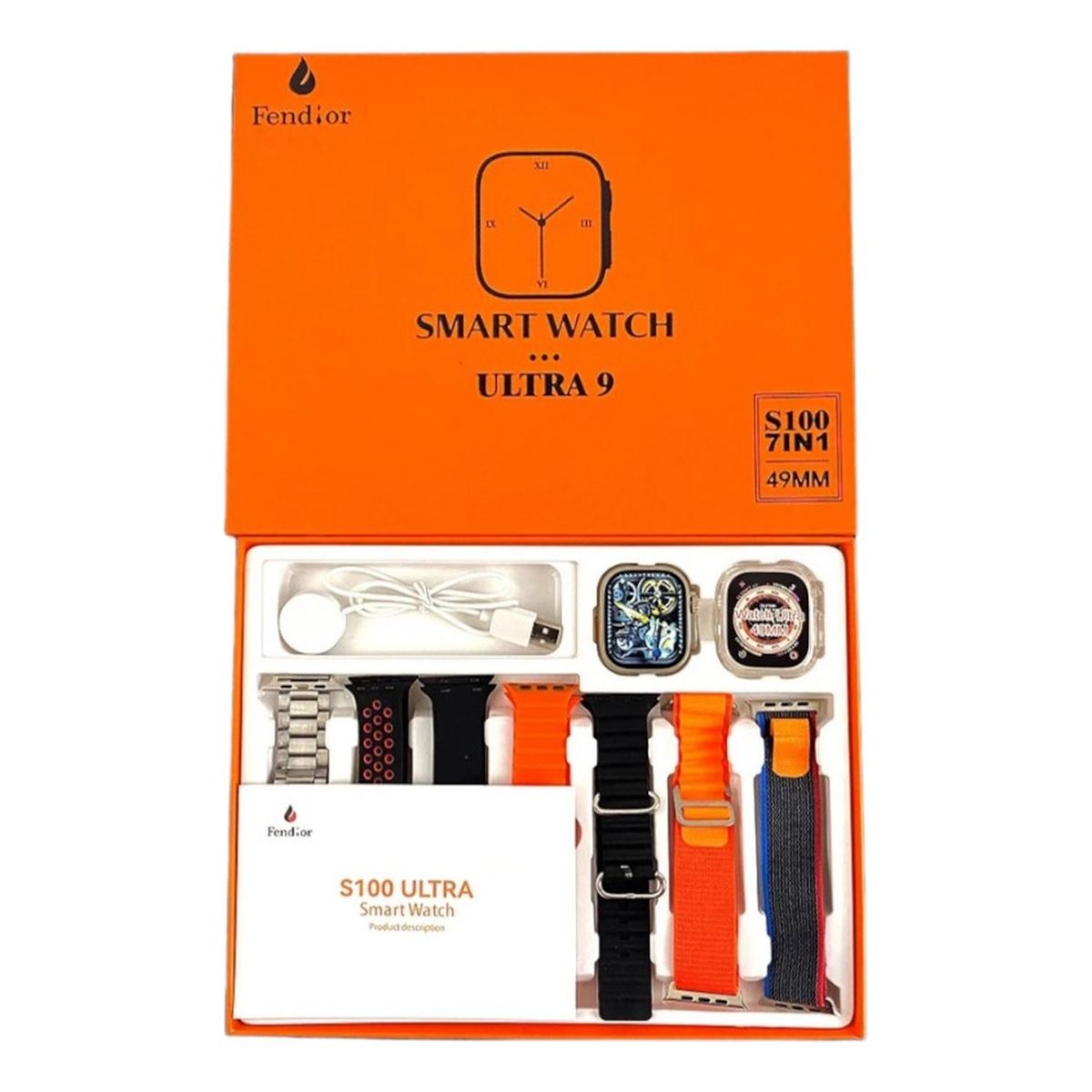 UNIVERSAL - Reloj Inteligente S100 Ultra Negro 2 - 7 Correas