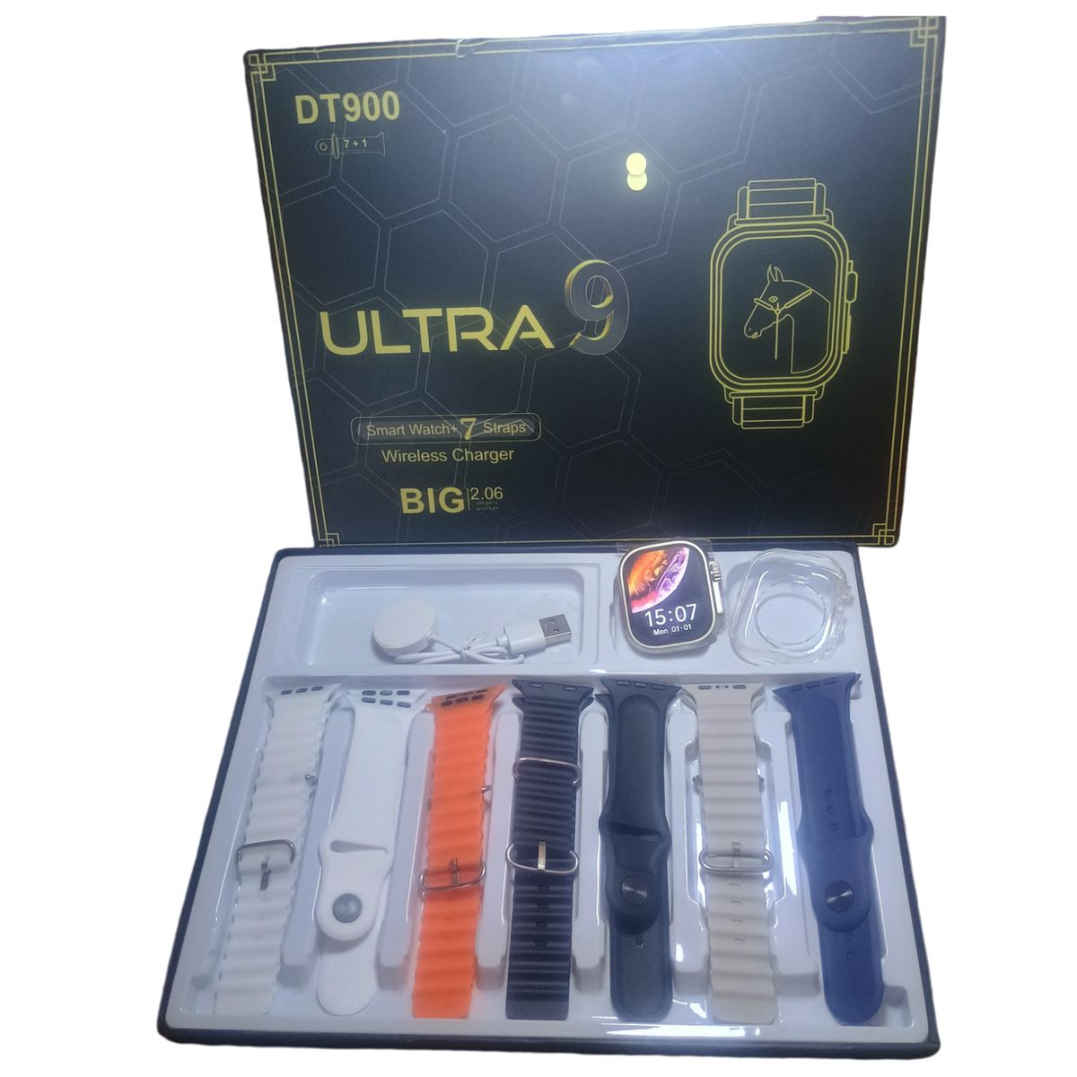 UNIVERSAL - Reloj Inteligente Smartwatch DT900 Ultra Negro - 7 CORREAS