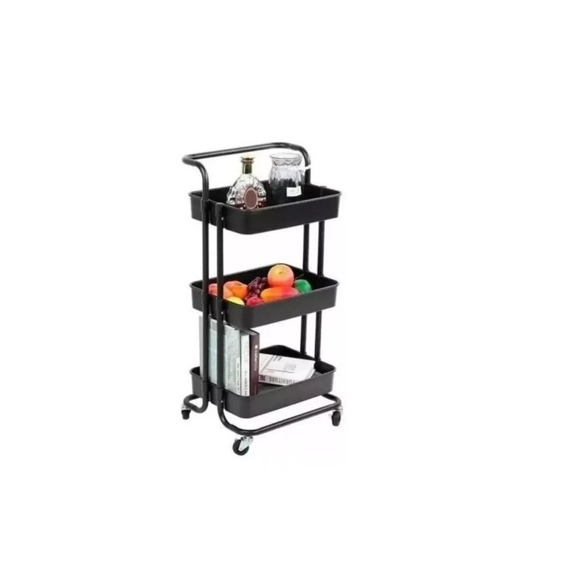 GENERICO - Carrito Organizador  Plegable Multiuso Con Ruedas Negro