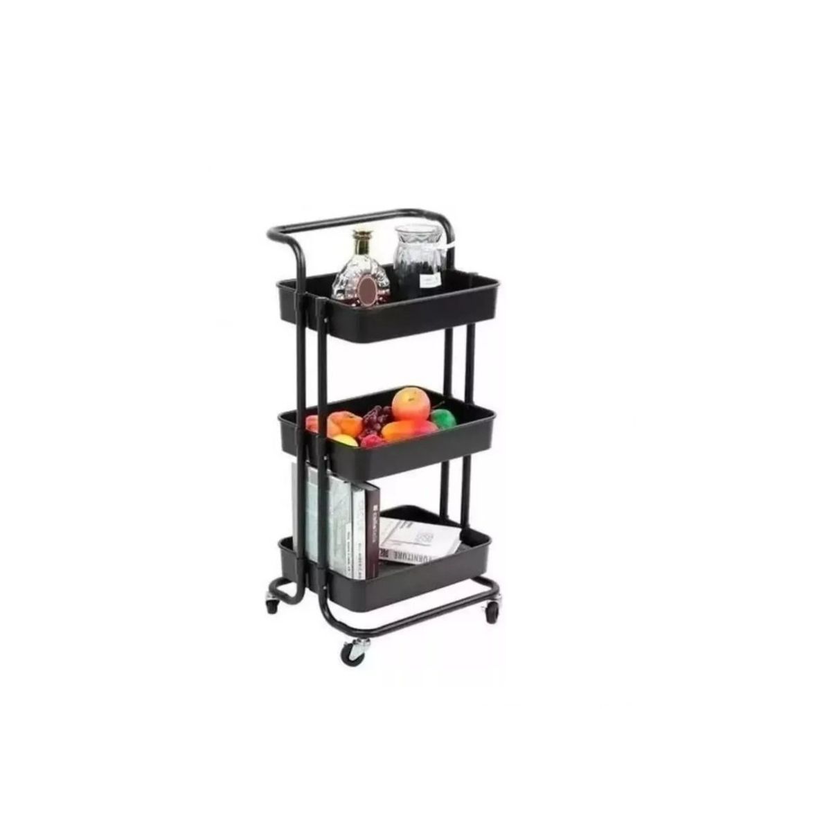 GENERICO - Carrito Organizador Plegable Multiuso Con Ruedas Black