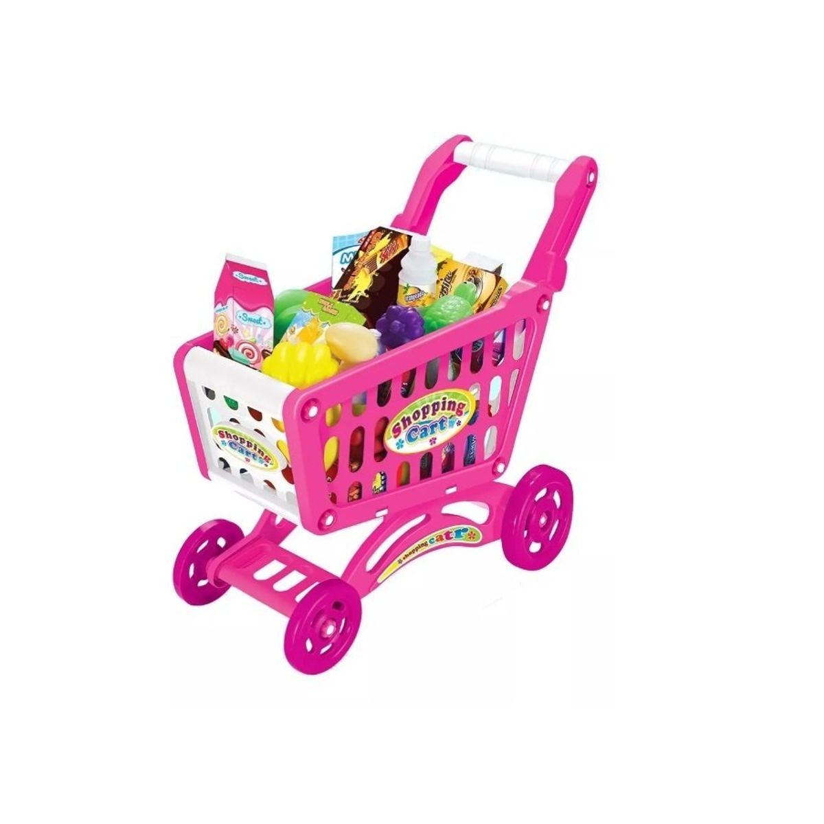 GENERICO - Carrito Supermercado Para Niños 56 Piezas Rosado Pink