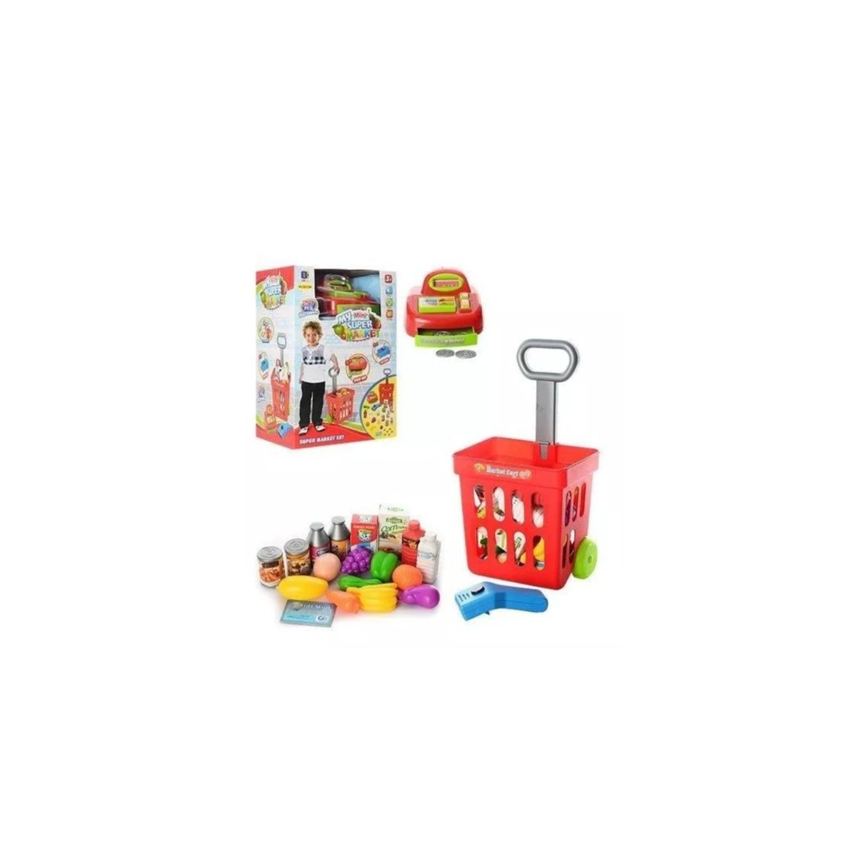 GENERICO - Mini Carrito Supermercado Niños Caja Registradora Sonido Red
