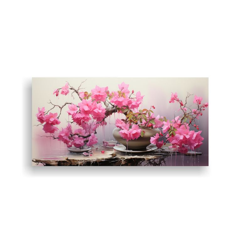 GENERICO - Pintura Abstracta En Colores Fucsia Y Verde Bonsá 160x80cm