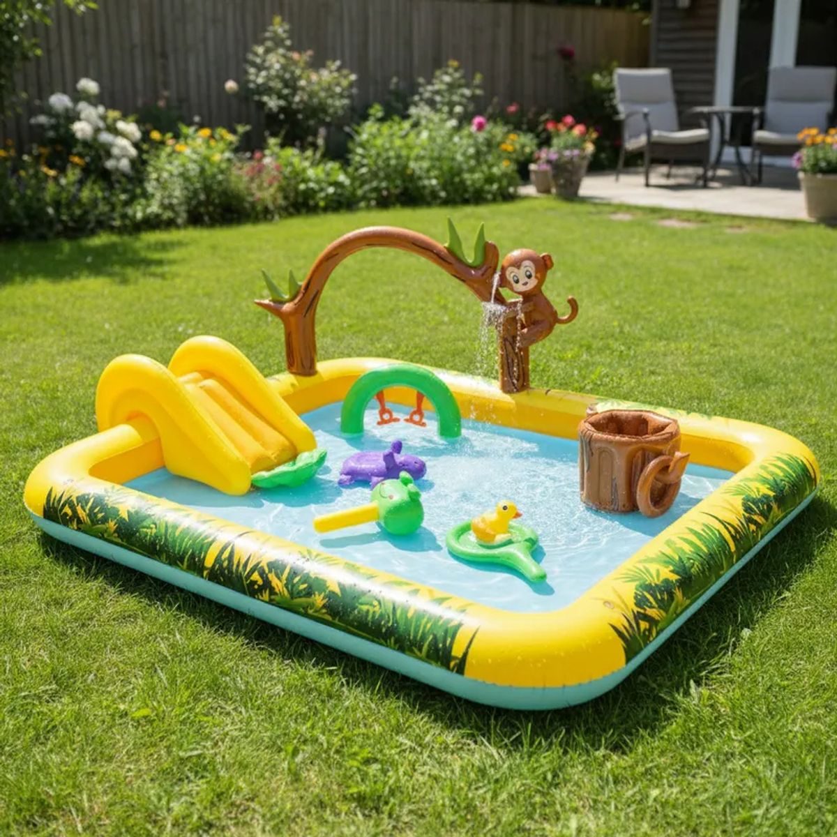 BEBESIT - Piscina Centro de Juegos Selva Tobogán Aspersor Be Splash