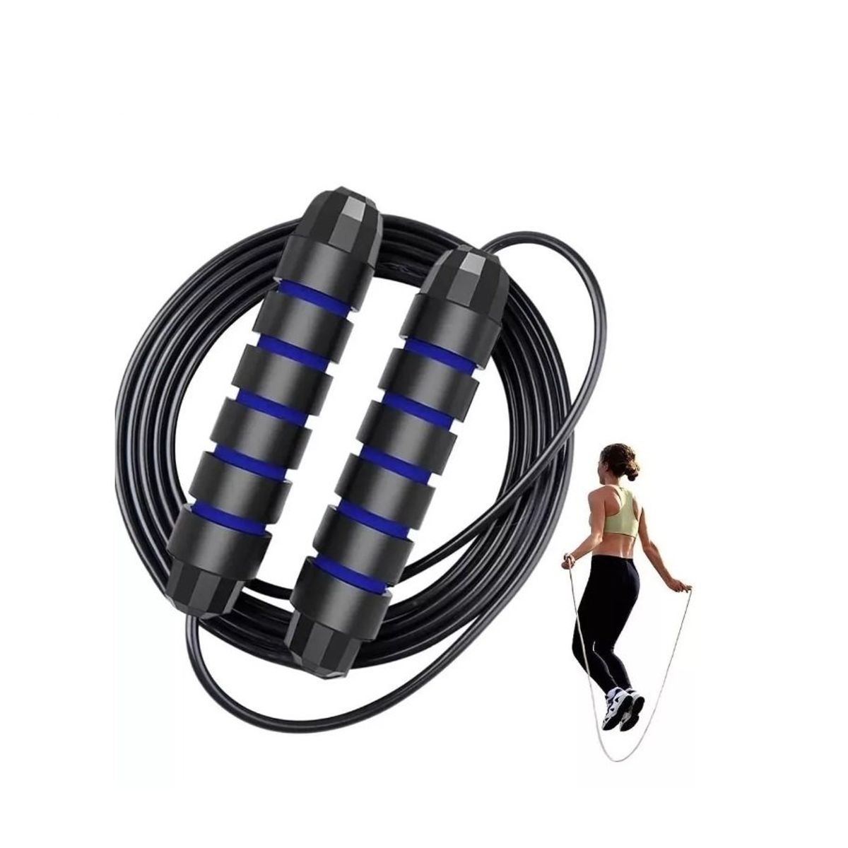 GENERICO - Cuerda Para Saltar Cardio Crossfit Deporte Black