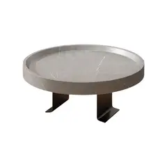 SANTU HOME & DECO - Mesa Para Sofá Gris Redonda