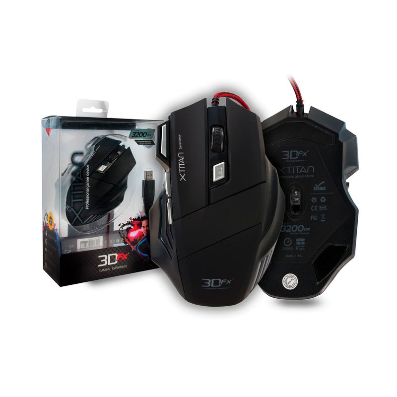 3DFX - Mouse Gamer 3DFX XTitan 3200 DPI - Diseño Ergonómico