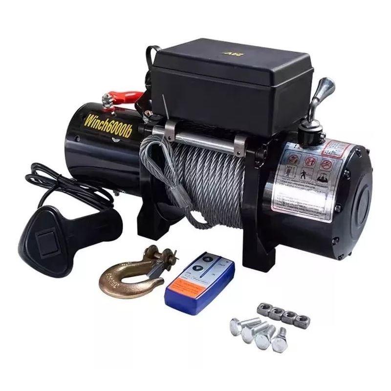 GENERICO - Winche Electrico 12v Control Remoto Inalambrico 6000 Lbs