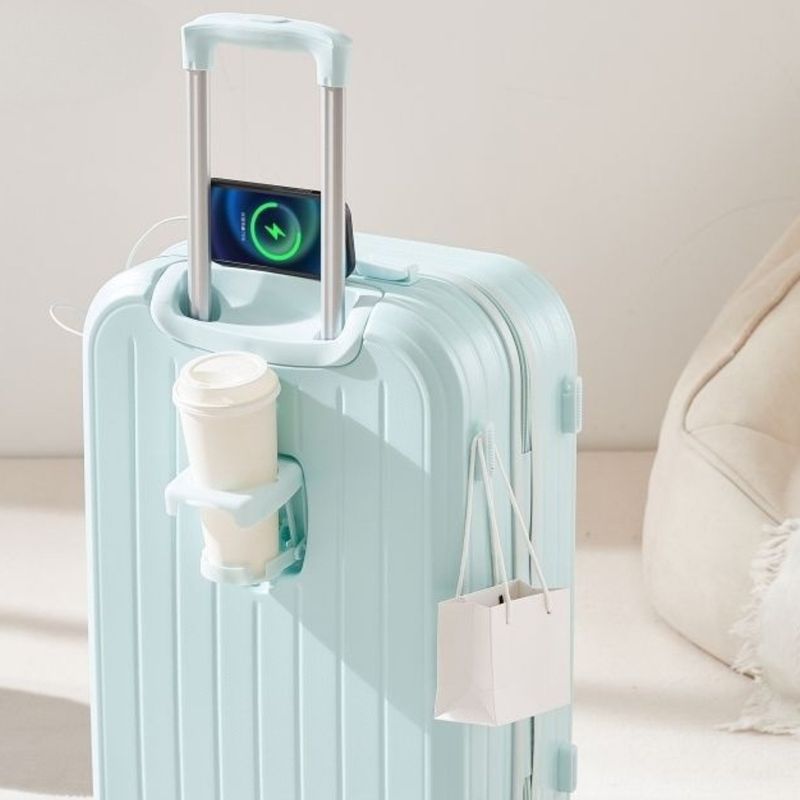 SANTU HOME & DECO - Maleta con Ruedas 360 Puerto USB Celeste